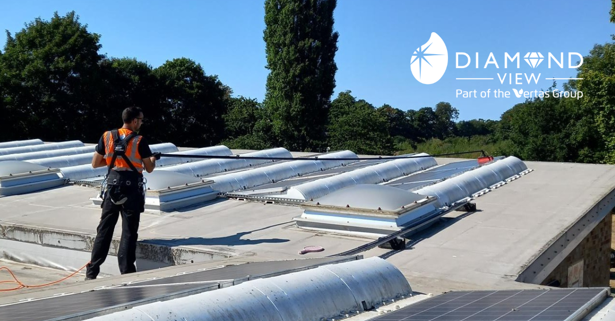 Solar panel cleaning by Diamond View operative