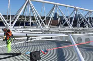 Pressure washing Portman Road roof