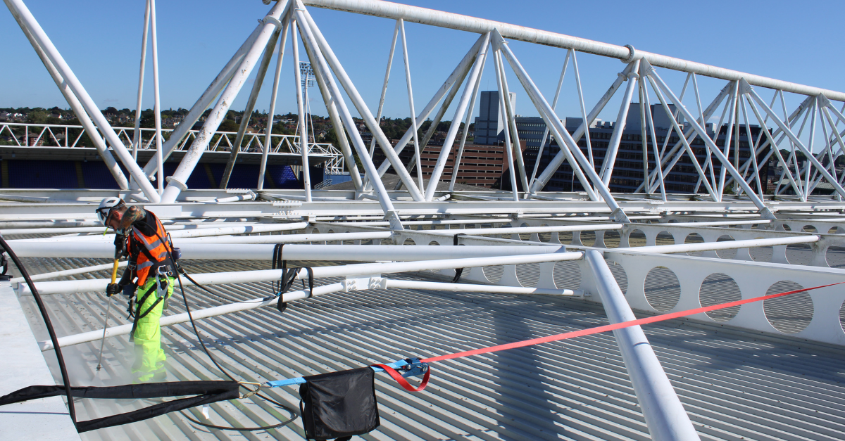 Pressure washing Portman Road roof